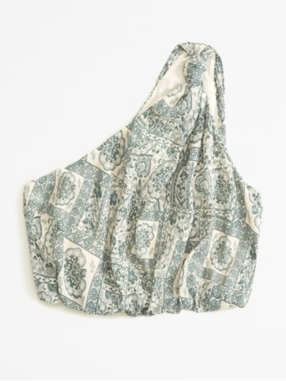 Abercrombie & Fitch Cream and Sage Printed One-Shoulder Top